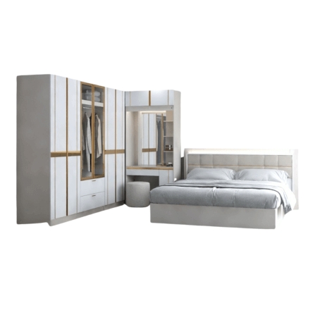 ชุดห้องนอน + ที่นอน PVC 6 ฟุต WISDOM DESIGN FURNITURE รุ่น RACHEL80/160 สีขาว/ครีม_6